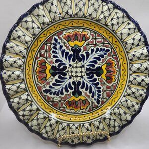 Vintage Hand Painted Mexican Talavera Pottery Plate
